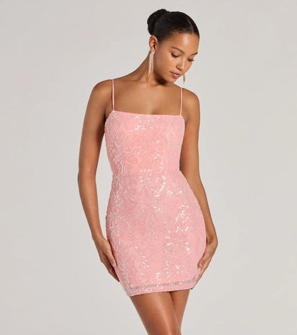 Women Sequ Dress Summer Sexy Sheath Slim Mini Dress