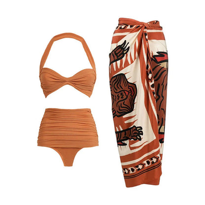 Slant Shoulder Slimming High End Vacation Beach Swimsuit Women