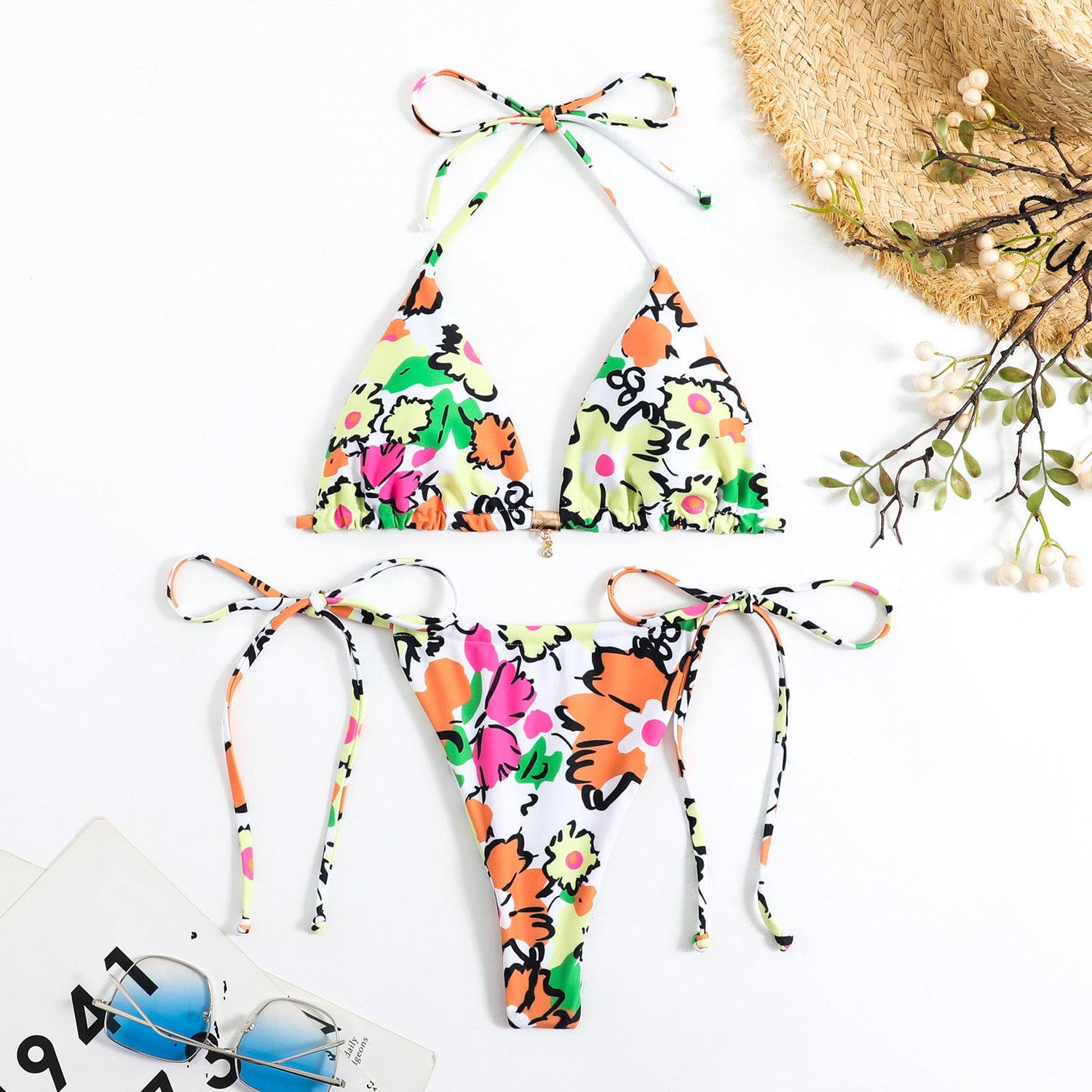 Bikini Sexy Tie Dye Lace up Bikini Swimsuit Mori Popular Swimsuit for Women