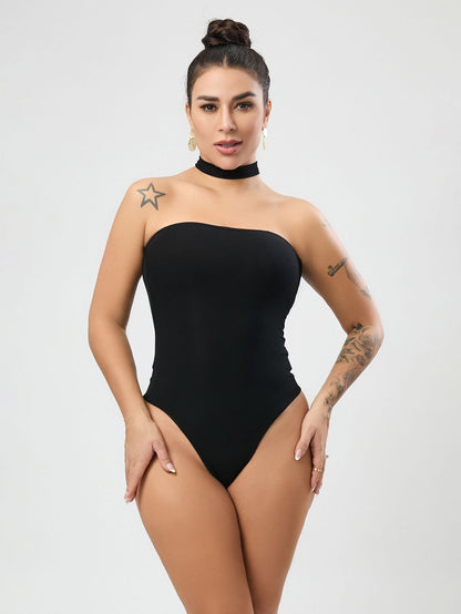Black Sexy Jumpsuit High Quality Stretch Halter Tube Top Outer Wear Backless Top Women Clothing