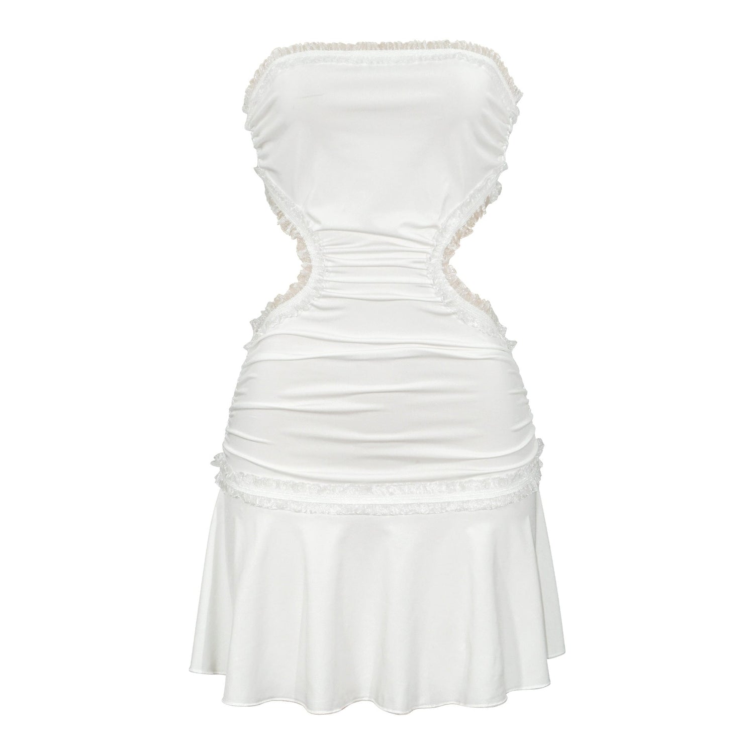 Backless Dress Sexy Trend Lace Splicing Sling Cropped Outfit Short Dress