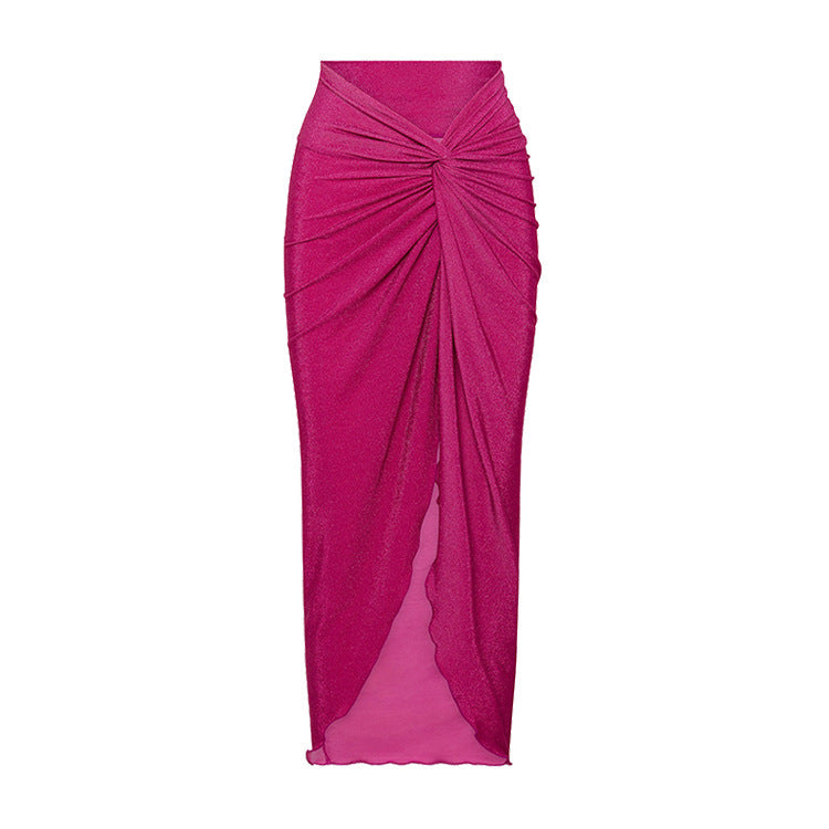 Women Summer Push up Bikini Sexy High Waist Bikini Split Swimsuit Set Chiffon Dress