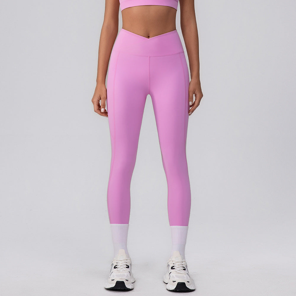 Seamless Quick Drying Yoga Pants Women V Arc Peach Sports Pants High Waist Hip Lift Fitness Trousers