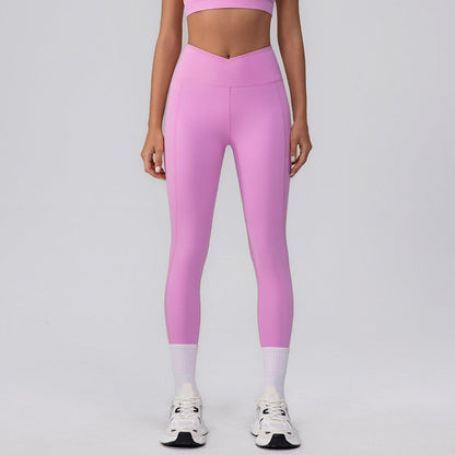 Seamless Quick Drying Yoga Pants Women V Arc Peach Sports Pants High Waist Hip Lift Fitness Trousers