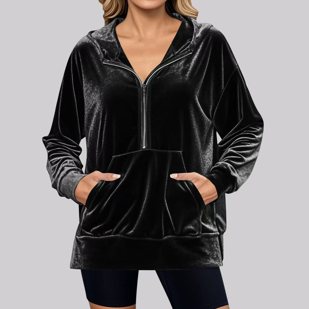 Autumn Winter Casual Loose Comfortable Velvet Elegant Long Sleeve Easy Matching Coat Women
