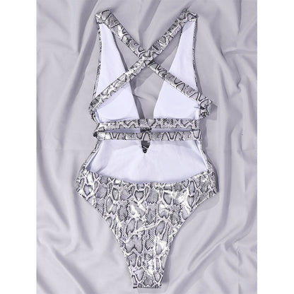Bikini One-Piece Swimsuit Printed Serpentine Backless Tight Bikini