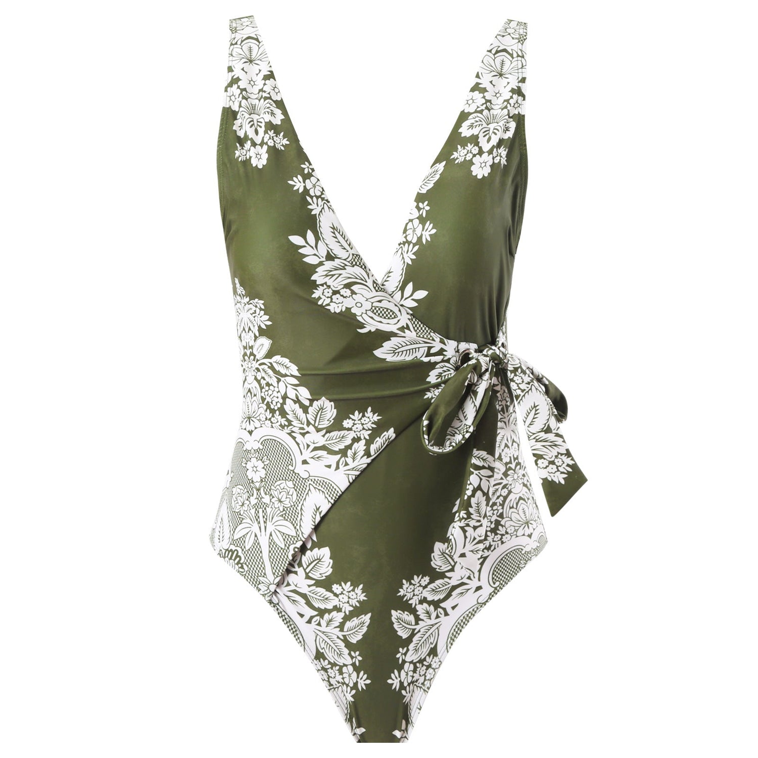 Gathering Belly Covering Sexy High Waist Bikini Split Swimsuit Set Chiffon Dress