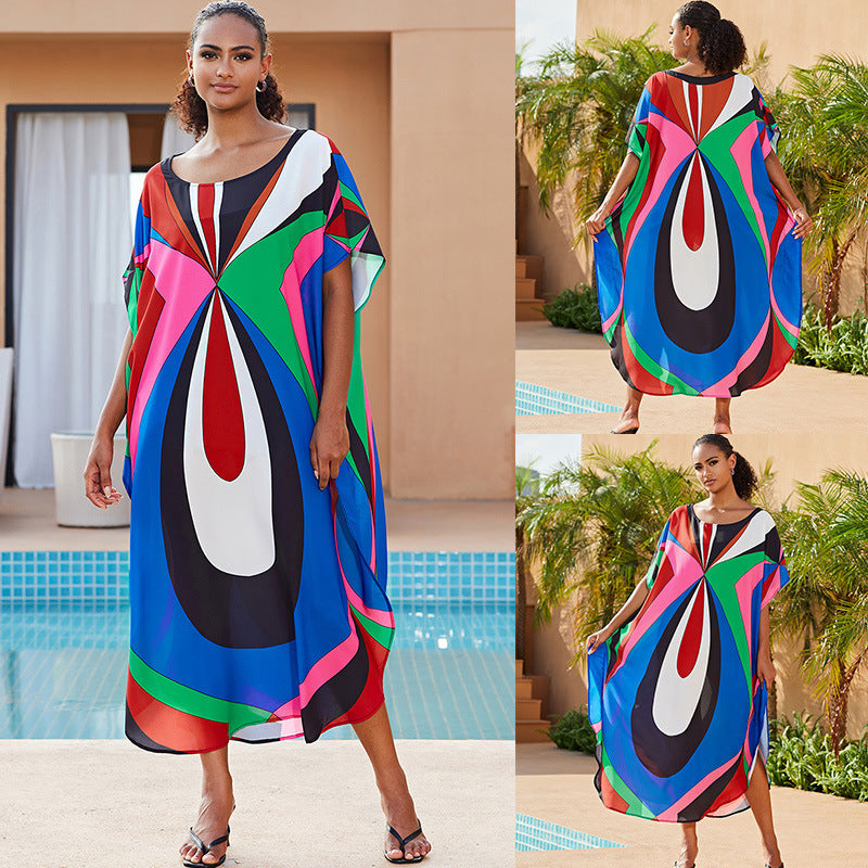 Beach Cover Up Swimsuit Outwear Sun Protection Clothing Loose Maxi Dress Beach Jacket
