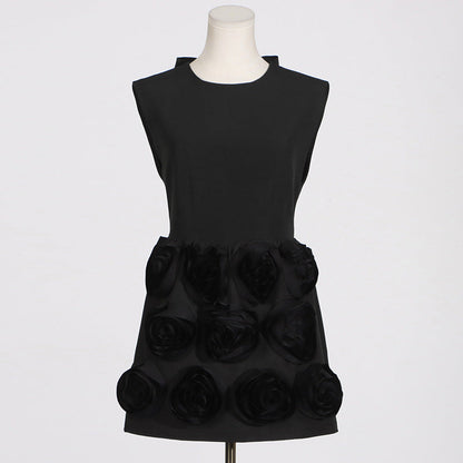 French Elegant Summer High Sense Stitching Floral Backless Design Short Dress Women Summer