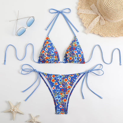Bikini Printed Sexy Halter Swimsuit Women Split Durable Bikini
