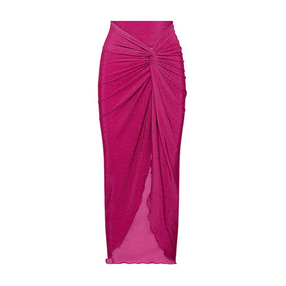 Women Summer Push up Bikini Sexy High Waist Bikini Split Swimsuit Set Chiffon Dress