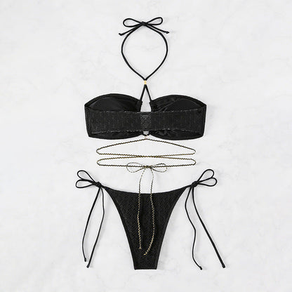 Bikini Swimsuit for Women Sexy Solid Color Beach Bikini Spring Swimsuit