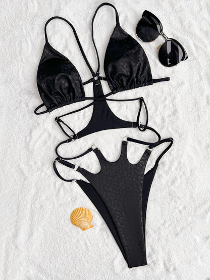 Women Bikini Double One Piece Swimsuit Sexy Bikini Swimsuit Women Backless Swimsuit Solid Color