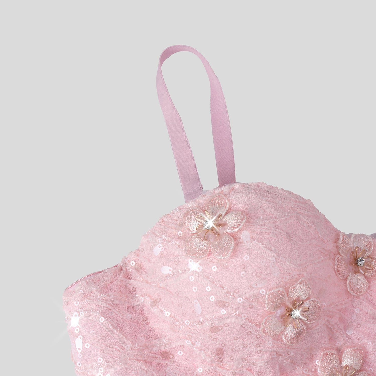 Original Design Three Dimensional Floral Rhinestone Embedded Body Shaping Tube Top Outer Wear Boning Corset Top Sling Bra