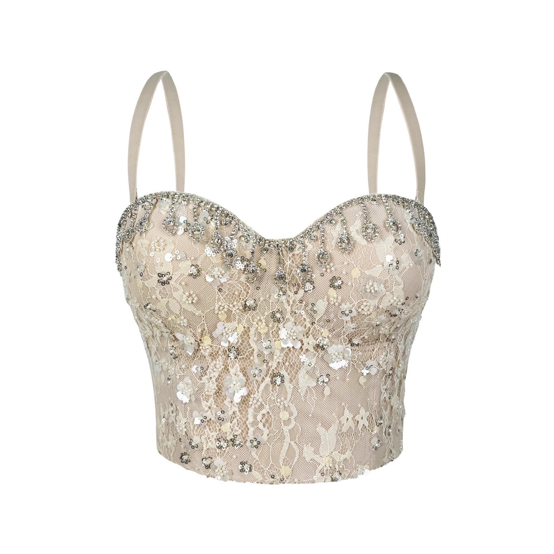 Rhinestone Tassel Boning Corset Corset Party Sequ Camisole Slim Fit Slim Sexy Boning Corset Tube Top