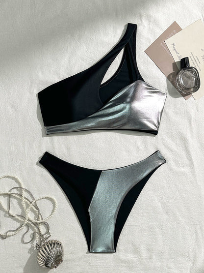 Sexy Split Stitching Bronzing Swimwear Swimsuit Bikini Bikini