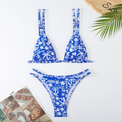 Floral Bikini Sexy Backless High Grade Swimsuit High Elastic Swimsuit for Women