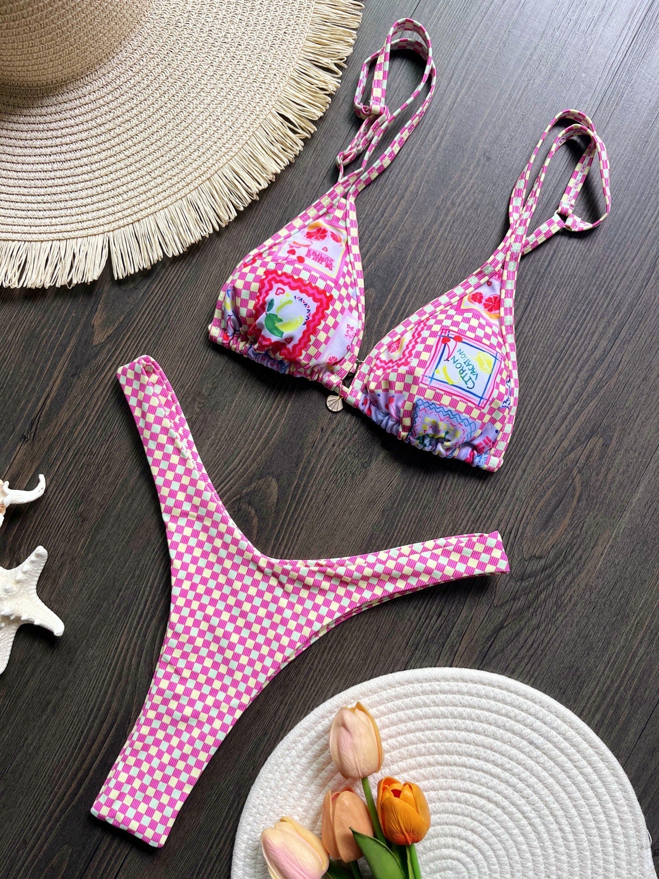 Swimwear Bikini Printed Sexy Backless Split Swimsuit Bikini