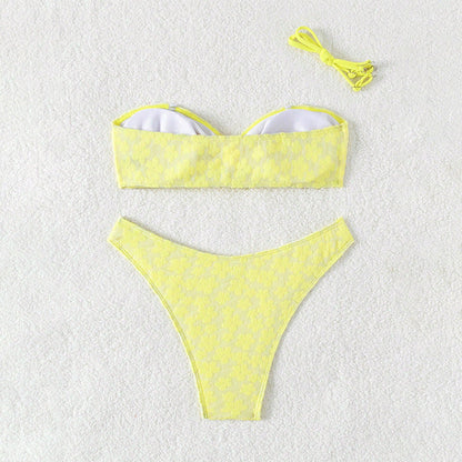 Swimsuit Bikini Printed Sexy Tube Top Bikini Split Swimsuit for Women