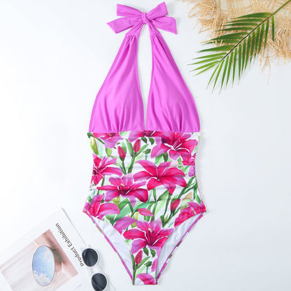 One Piece Springs Conservative Covering Belly Thin Backless Sexy Skirt Swimsuit Women Chiffon Beach Dress