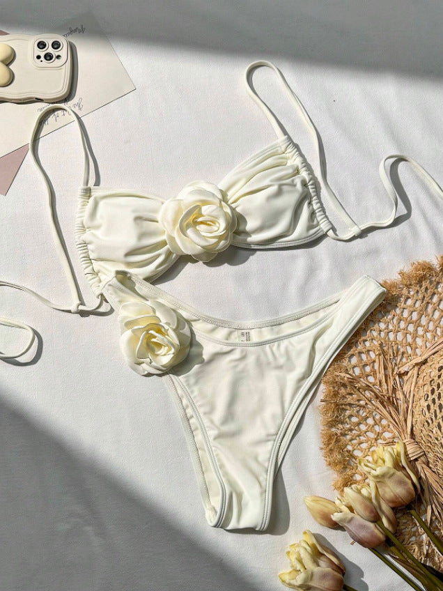 Three Dimensional Floral Sexy Bikini Swimsuit Women Vacation Beach Bikini Swimsuit