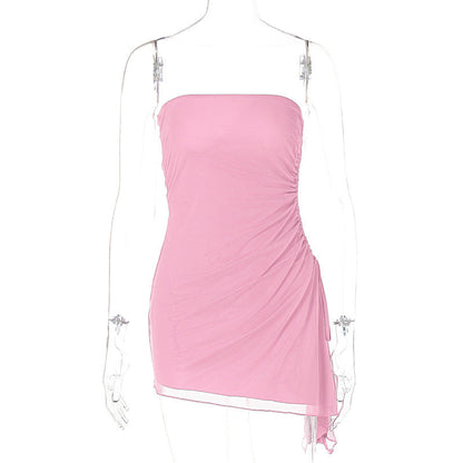 Women Clothing Summer Sexy Solid Color Sleeveless Slim Corset Backless Dress