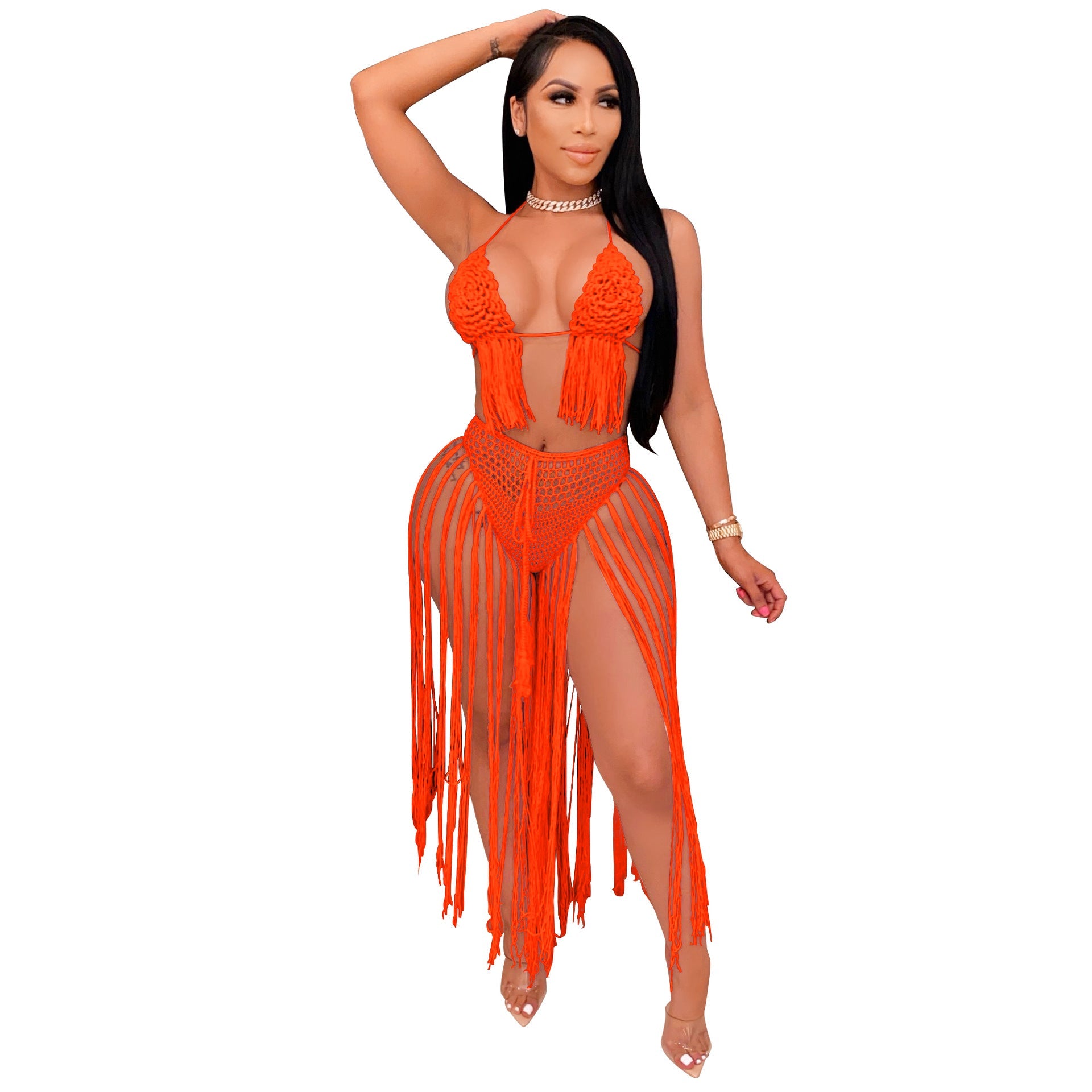 Women Clothing Sexy Hand Crocheted Floral Woven Ladies Beachwear Swimsuit Outfit