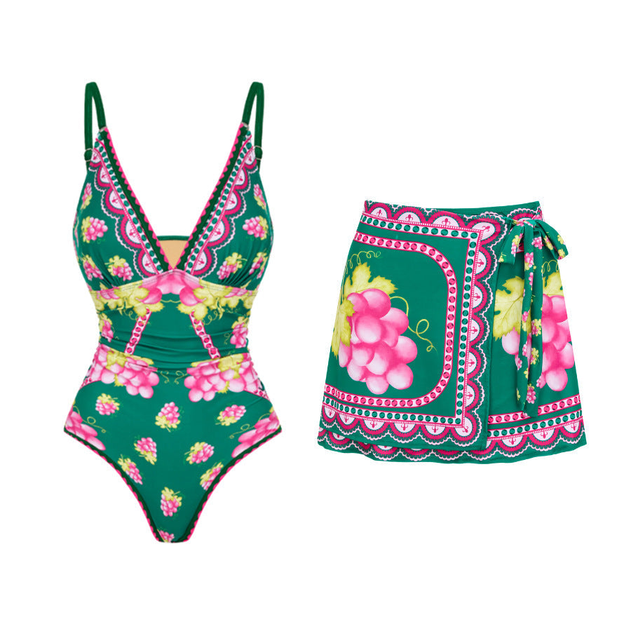 Ruffled One Piece Swimsuit Vacation Women
