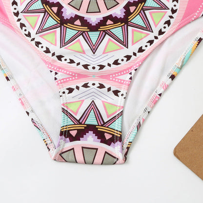 Digital Printing Fixed Board Split Women Triangle Pockets Bikini Swimsuit Beach Swimsuit Swimming