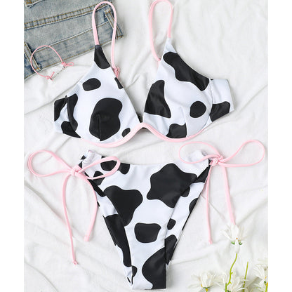 Bikini Printed Steel Bracket Sexy Bikini Split Swimsuit Swimwear Women