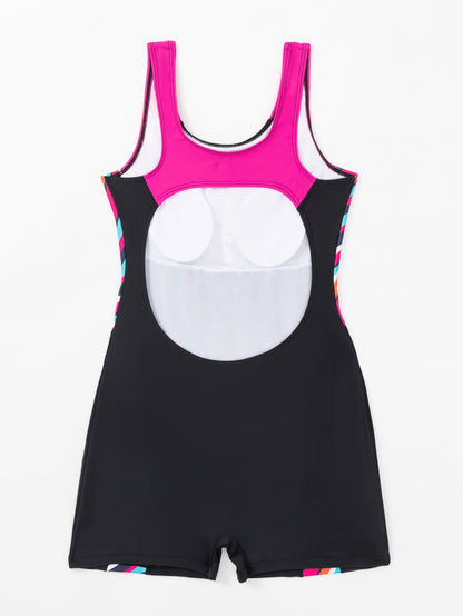Competitive One Piece Swimsuit Color Matching Shorts Swimsuit One Piece Backless