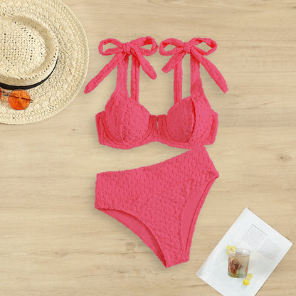 Bikini Sexy Split Two Piece Set Swimsuit Solid Color Bikini Swimsuit