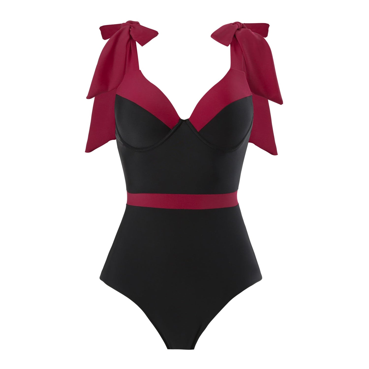 Solid Color One Piece Women Swimwear Suit European, French Spring Cover Belly Slimming Swimsuit