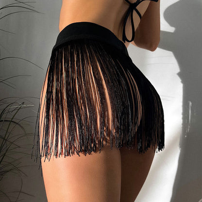 Swimsuit Sexy Tassel Little Short Dress Beach Vacation Beach Cover Up Swimming Trunks Skirt