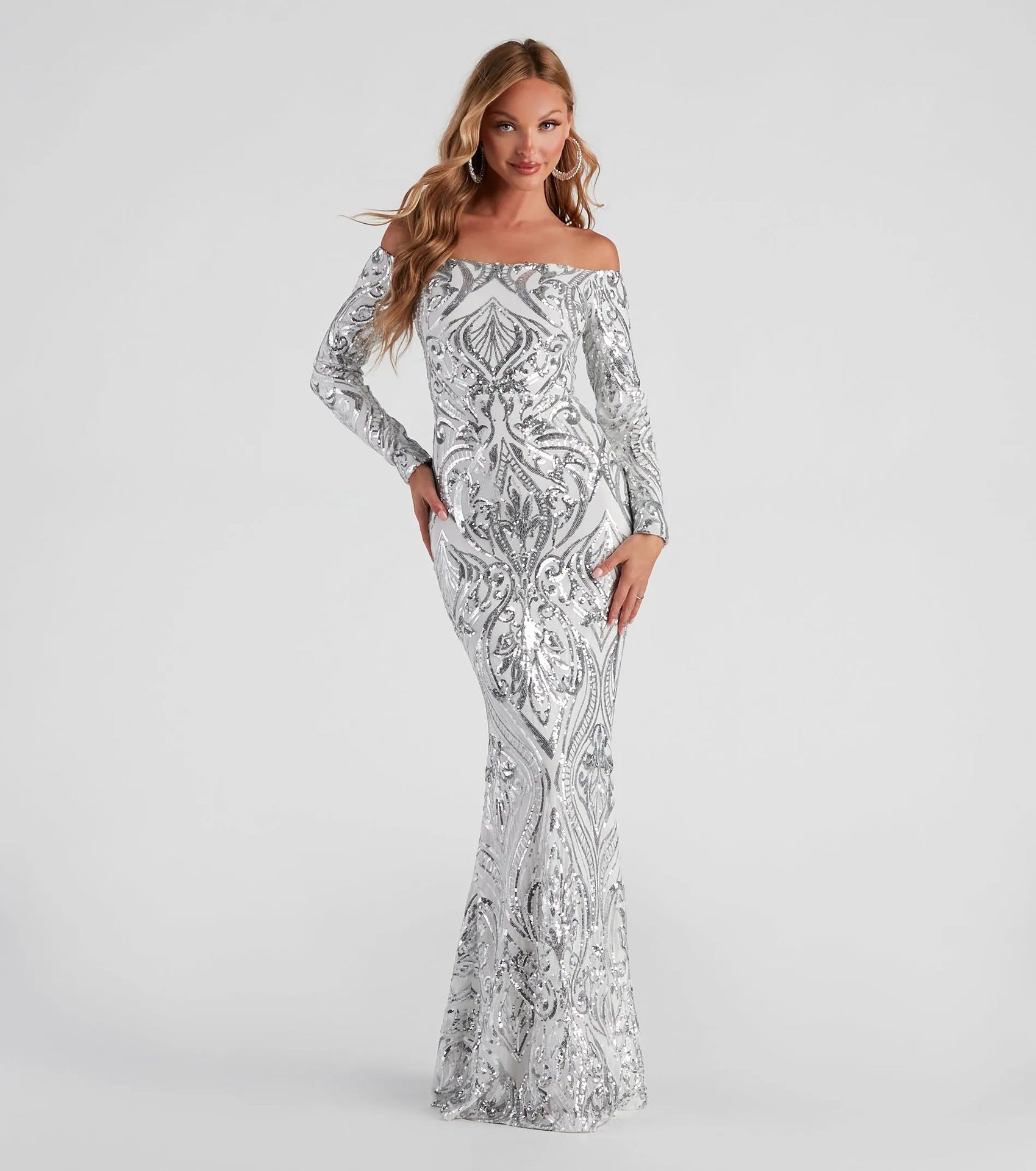 Women Elegant Sequ Sexy off Neck Dress Cocktail Evening Maxi Dress