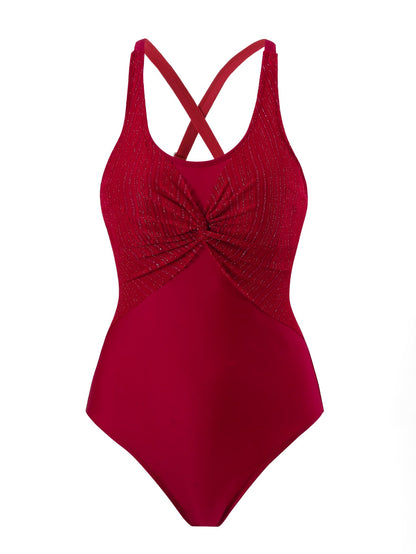 Bikini Solid Color Conservatively Thin Swimsuit at Swimsuit Women