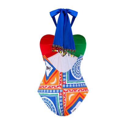 Sexy One Piece Swimsuit Women Conservative Cover Belly Lace up Swimsuit Spring Chiffon Beach Skirt Set