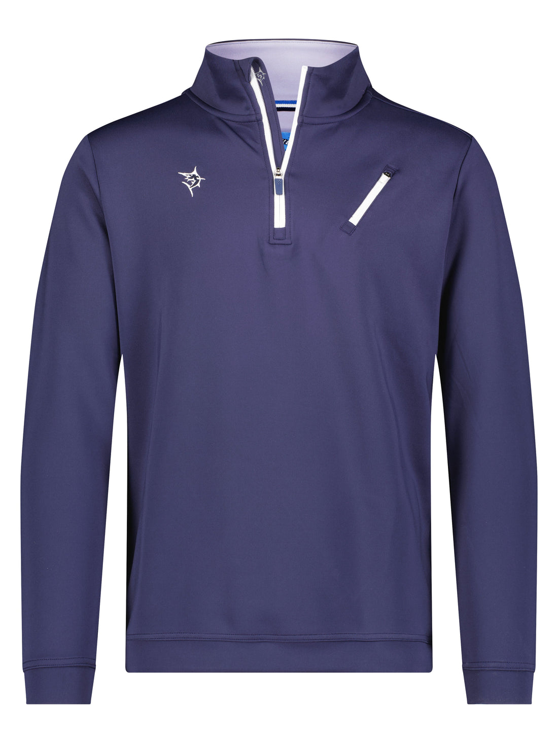 White Water Life Oceanside Pullover in smooth stretch fabric, shown in a relaxed fit with a hood and front pocket.