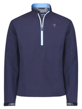 White Water Life Palm Beach waterproof quarter zip, navy color, shown with front view and zipper detail.