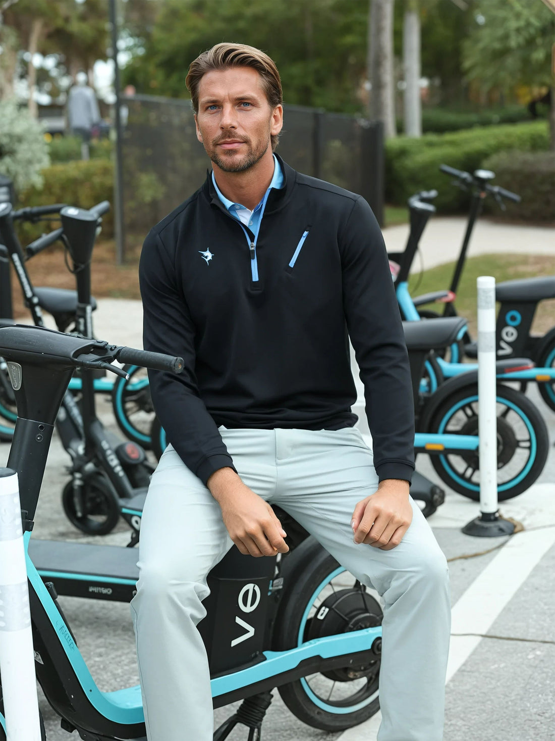 Black Oceanside Pullover by White Water Life featuring smooth stretch fabric and casual fit.