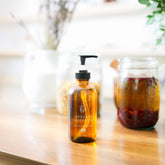 Organic castor oil in an 8oz pump bottle by Pretty Farm Girl, cold pressed and hexane-free for natural skincare and haircare.