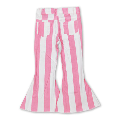 Pink stripe denim pants girls valentine&