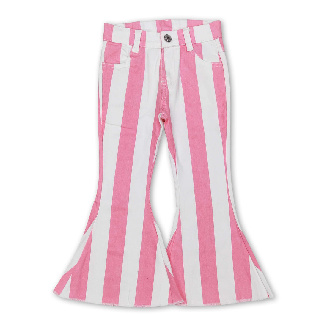 Pink stripe denim pants girls valentine&
