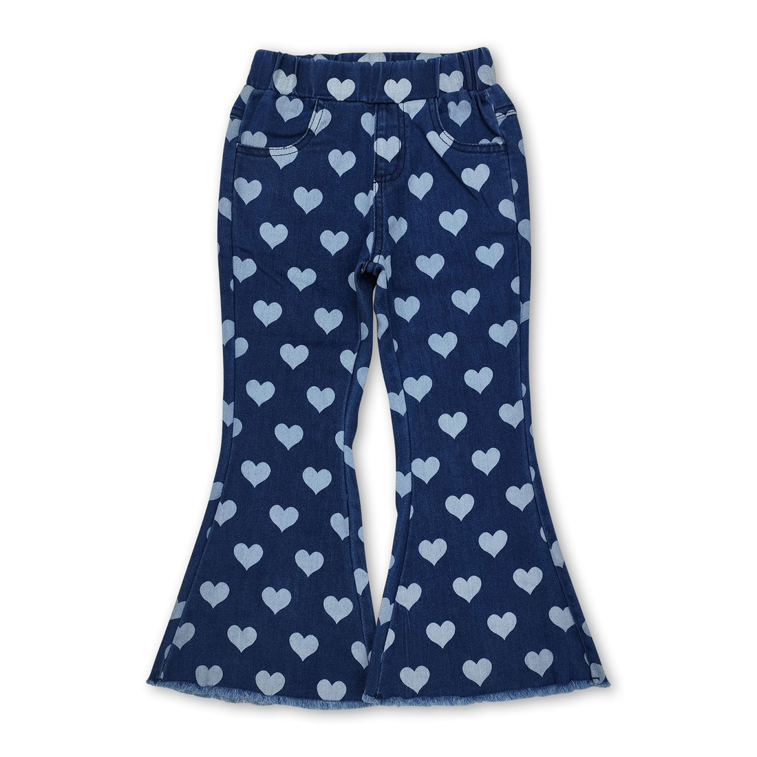 Heart print denim pants girls valentine&