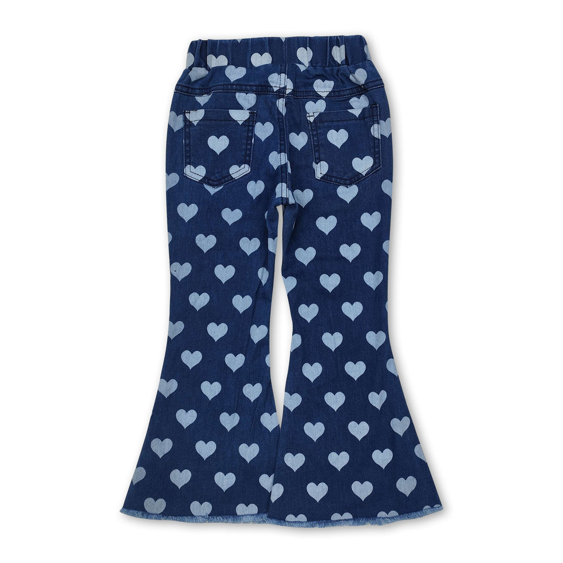 Heart print denim pants girls valentine&