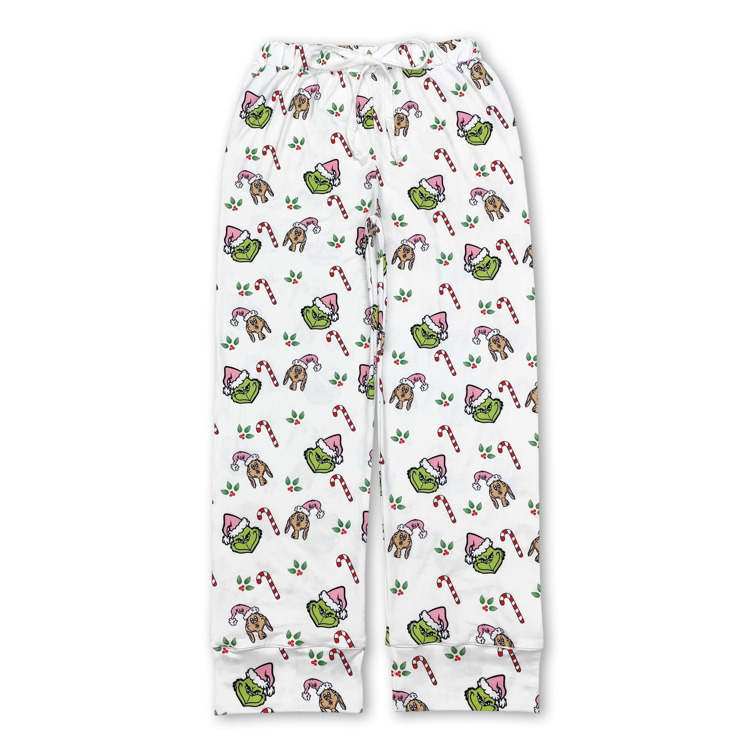 Pink candy cane green face adult women Christmas pants