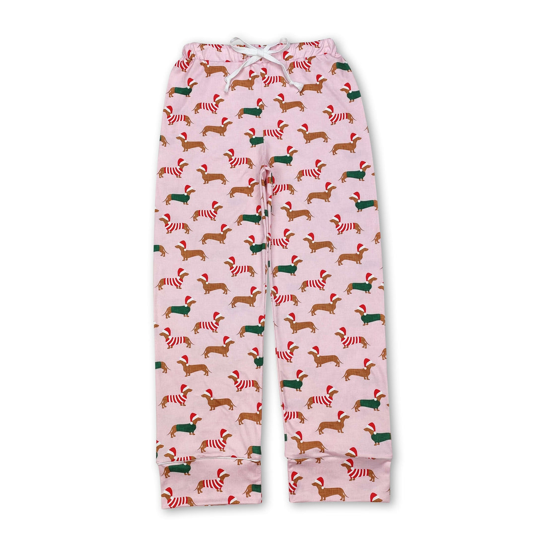 Pink dog Christmas hat adult women sleepwear bottom