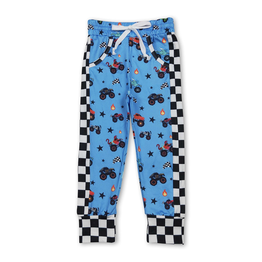 Black plaid blue trucks boys&