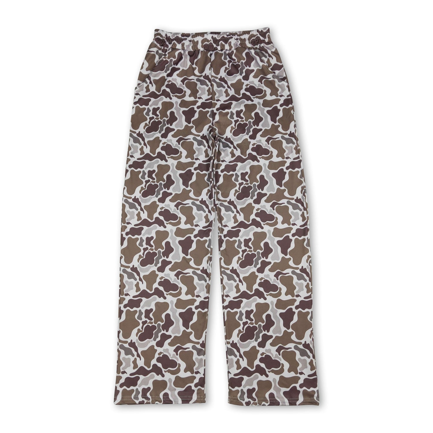 Elastic waist pockets camo adult women pants