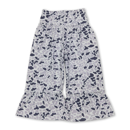 Grey camo patchwork kids girls fall pants